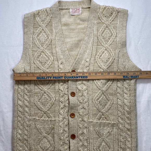 Thane Sweater Vest Button Up Tan Cream Womens Size L - Picture 7 of 13
